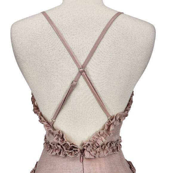 NWT Princess Polly The Dawning Mini Dress Mocha Pink Ruffle Hem Feminine Flirty - Picture 9 of 10
